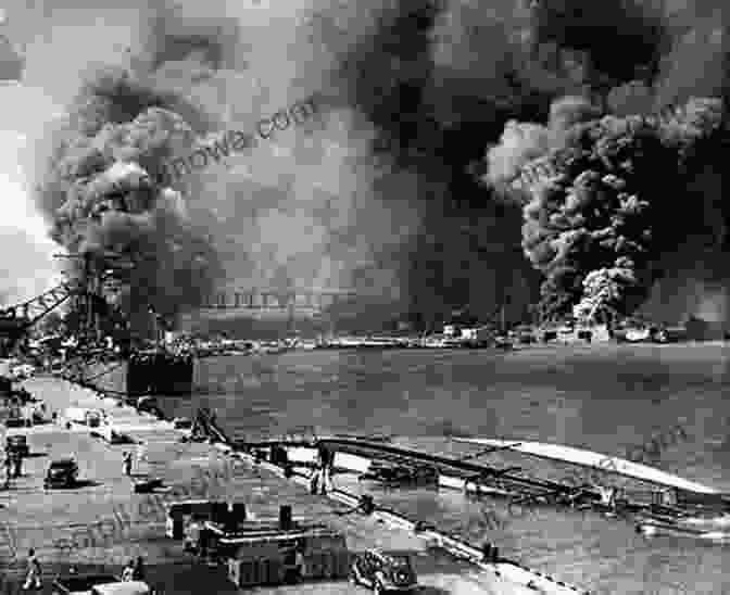 A Vintage Photograph Depicting The Attack On Pearl Harbor, With Billowing Smoke And Chaos In The Aftermath. Attack On Pearl Harbor (X Books: Total War): World War II Strikes Home In The USA